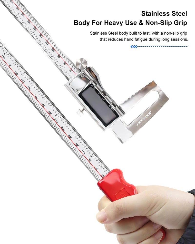GODESON Digital Caliper 12 inch with Outer Groove, Brake Disc Rotor measuring tool, Stainless Steel Digital Calipers for 3D Printing & DIY, LCD Display, Inch/MM Units, Auto-Off, Rubberized Grip & Storage Case - Image 5